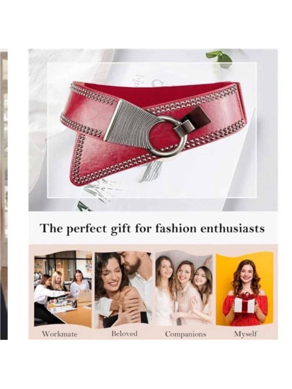 Fashion Wide Waist Belt Elastic Stretch Cinch Belts With Interlock Buckle Red OS